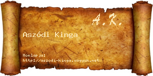 Aszódi Kinga névjegykártya