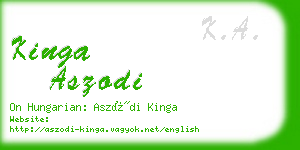 kinga aszodi business card